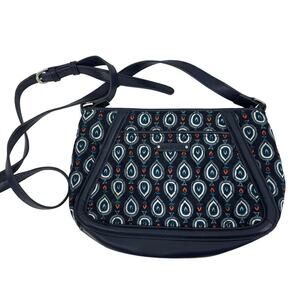 Vera Bradley Crossbody Handbag Quilted Blue Marakesh Motifs Faux Leather